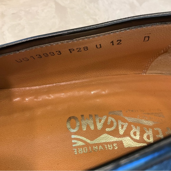 Salvatore Ferragamo Black Calf Leather Loafer Dress Shoe Men’s Sz 12D, Exce Cond - Picture 9 of 16